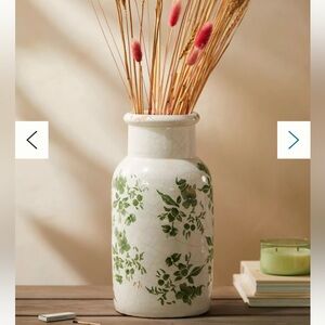 Anthropologie Green Chinoiserie Column Vase